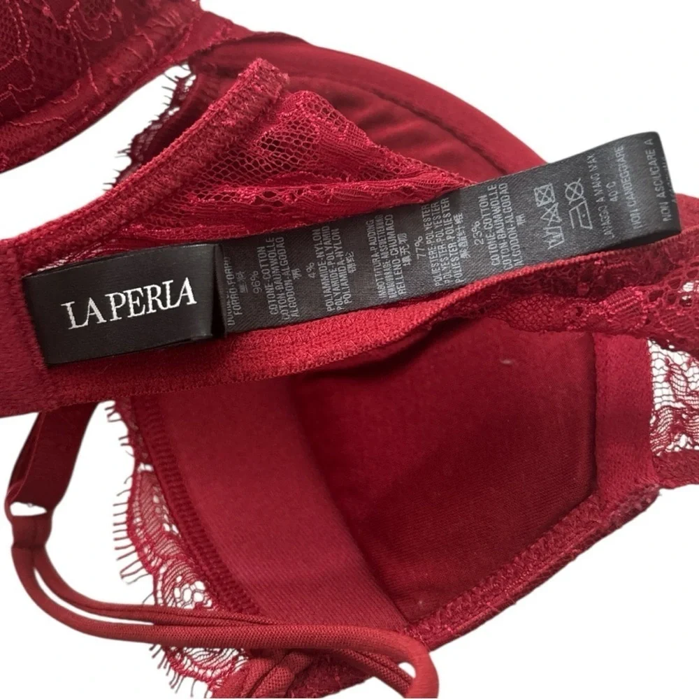 La Perla Stretch Lace Underwire Push Up Bra Burgundy Size 32 B